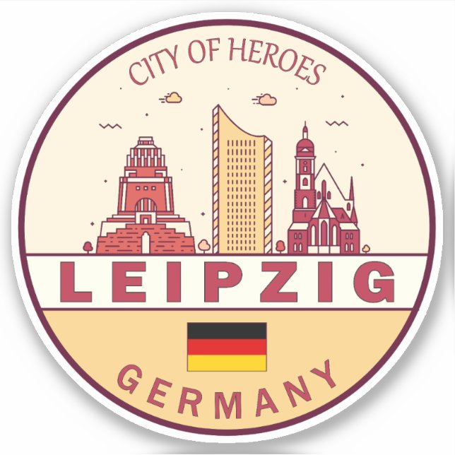 Pegatina Leipzig Alemania City Skyline Emblem (Anverso)