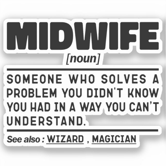 Pegatina Lema de enfermera de partos divertida de partera G (Anverso)