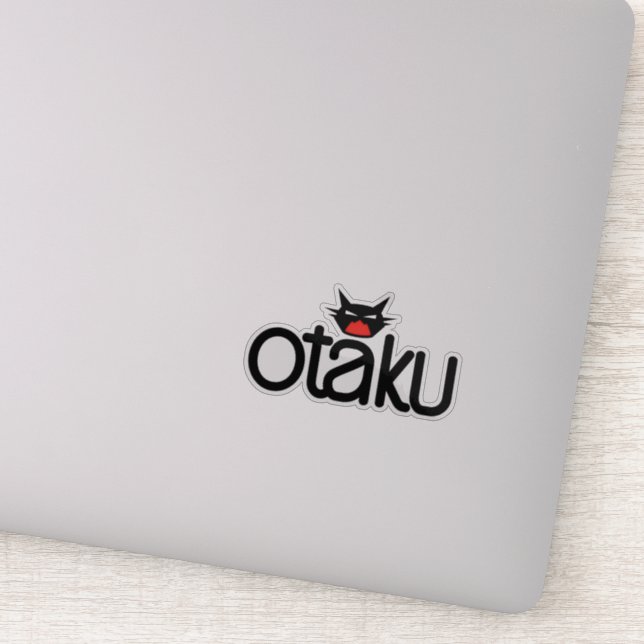Pegatina Lema Divertido Gato Otaku (Detalle)