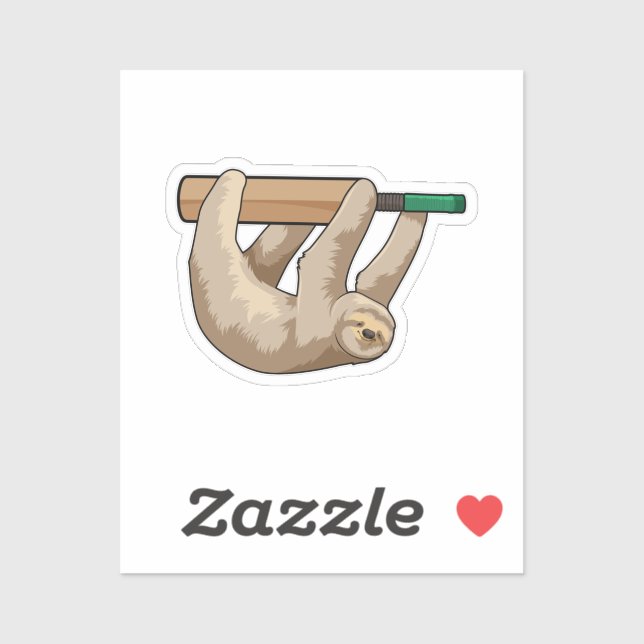 Pegatina Lema en el críquet con bate de críquet (Hoja)