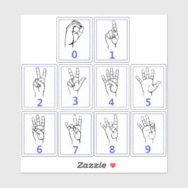 Pegatina Lenguaje de señas americano, Aprende números en AS