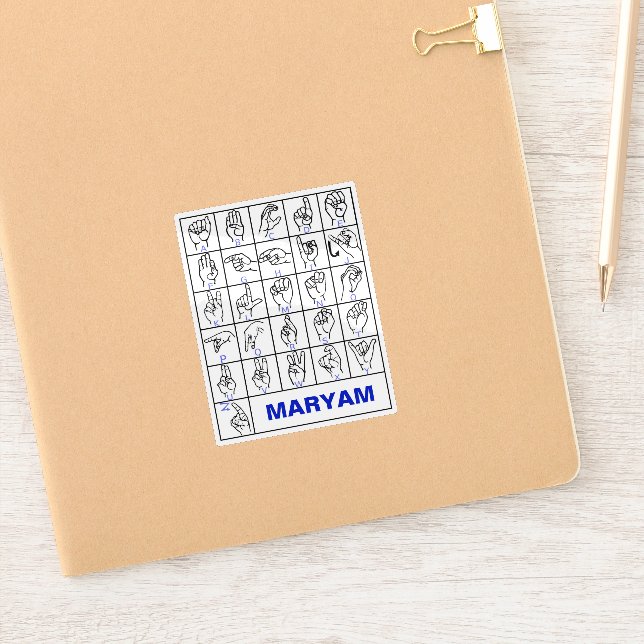 Pegatina Lenguaje de señas americano para sordos, alfabeto  (Cuaderno)