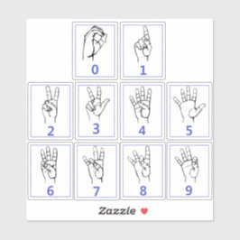 Pegatina Lenguaje Rótulo americano, aprender números ASL Pe