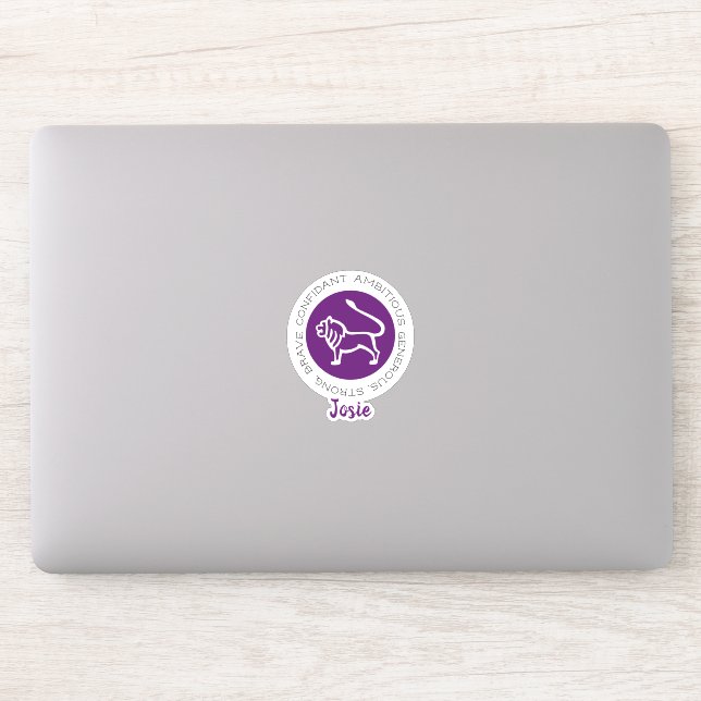 Pegatina Leo Zodiac Star Sign Trats Purple (Ordenador)