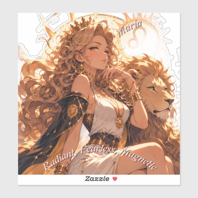 Pegatina Leo Zodiac Sticker Personalized Astrology Gift (Hoja)