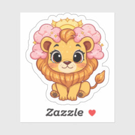 Pegatina Leo Zodiaco Celestial - Arte León Rosa