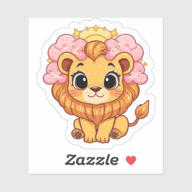 Pegatina Leo Zodiaco Celestial - Arte León Rosa (Hoja)