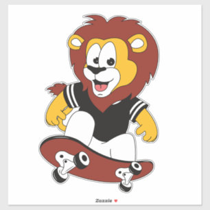 Pegatina león con patineta