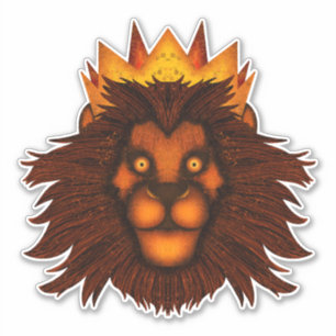 Pegatina León con una Corona
