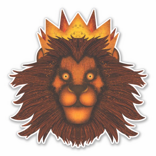 Pegatina León con una Corona (Anverso)