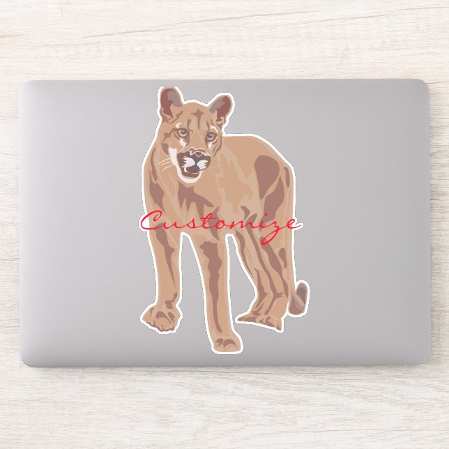 Pegatina León de la montaña Cougar Puma Thunder_Cove (Ordenador)