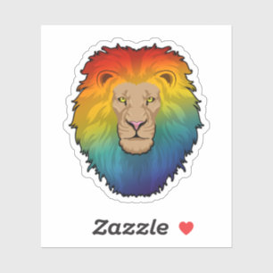 Pegatina León en colores arcoiris