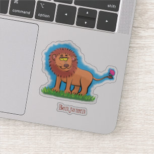Pegatina León feliz con ilustracion personalizado de maripo