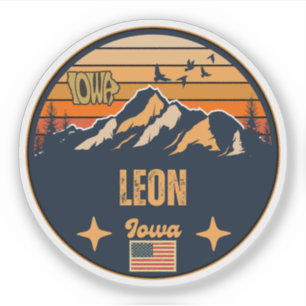 Pegatina Leon, Iowa Ia, Estados Unidos
