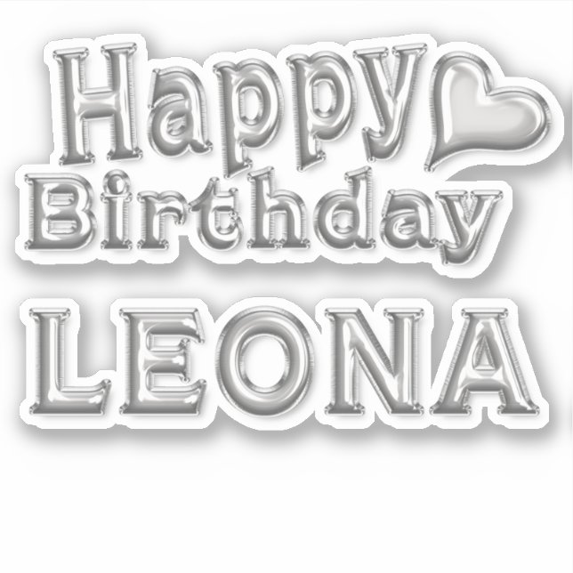 Pegatina Leona Happy Birthday silver Aufkleber Sticker (Anverso)