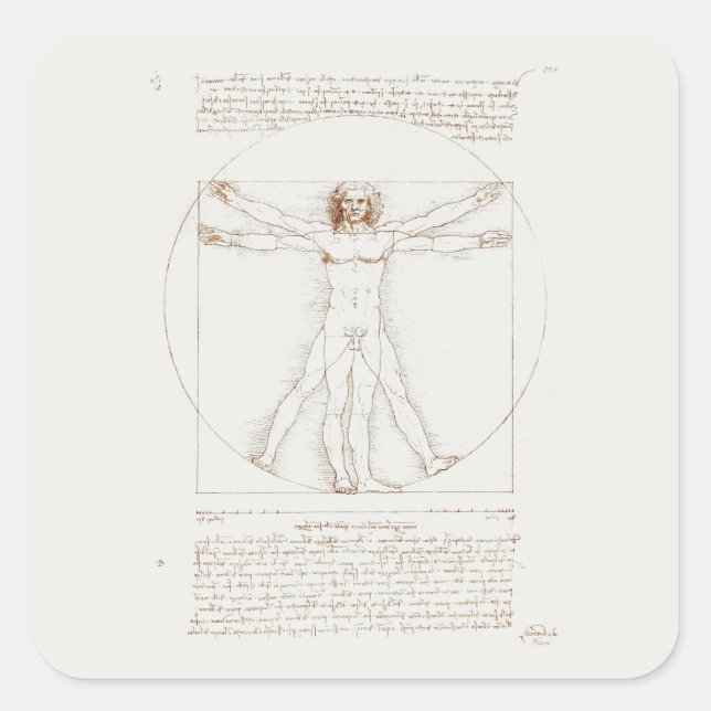 PEGATINA : LEONARDO DA VINCI : HOMBRE VITRUVIANO (Anverso)