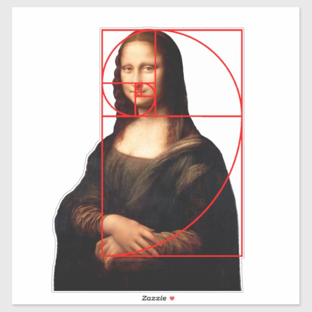 Pegatina Leonardo da Vinci Mona Lisa Fibonacci Sequence (Hoja)
