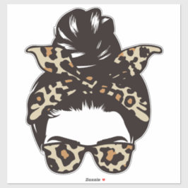Pegatina Leopard Messy Bun Sticker – Animal Print Sunglasse