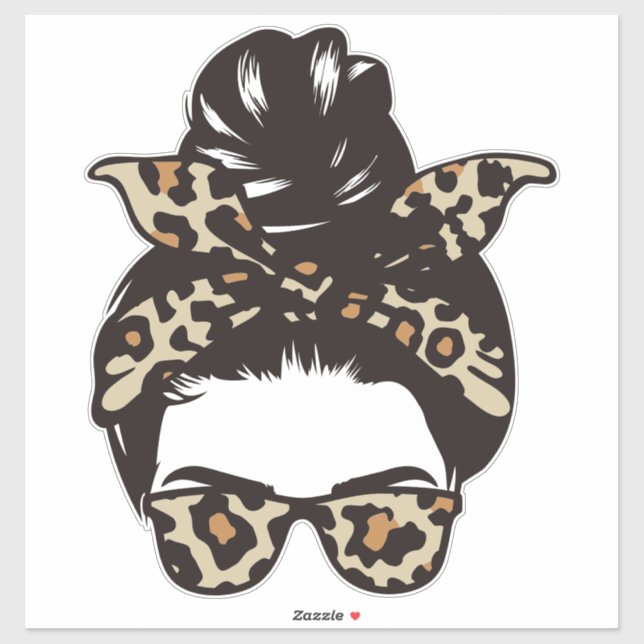 Pegatina Leopard Messy Bun Sticker – Animal Print Sunglasse (Hoja)