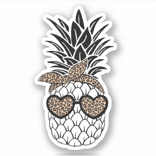 Pegatina Leopard Pineapple Sungafas Aloha Beaches Hawái (Anverso)