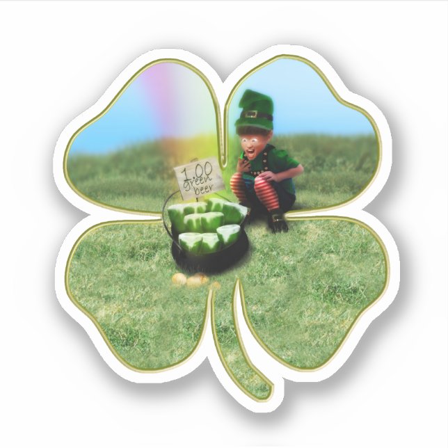 Pegatina Leprechaun St. Patrick's Day (Anverso)