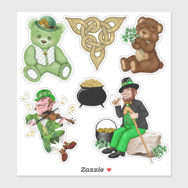 Pegatina Leprechauns And Bears Irish Vinyl Set (Hoja)