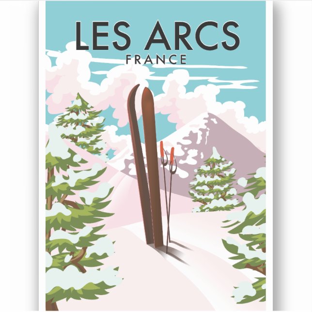 Pegatina Les Arcs Francia viajes esquí (Anverso)