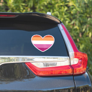 Pegatina Lesbianas LGBTQ+ Orgullo y apoyo corazón arcoiris