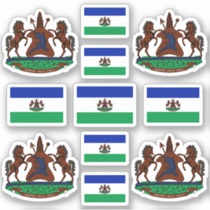 Pegatina Lesotho - Símbolos nacionales/Escudo de armas y ba