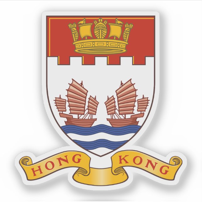 Pegatina Lesser coat of arms of Hong Kong (1959-1997)  (Anverso)