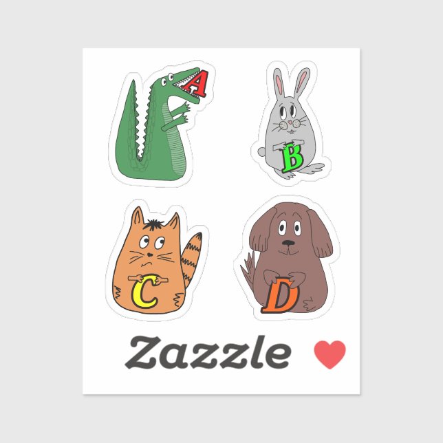 Pegatina Letra A Alligator Baby Bodysuit. Alpe animal (Hoja)