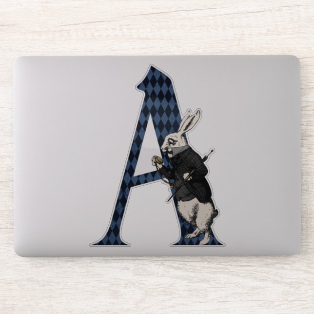 Pegatina Letra A de conejo blanco de maravilla (Ordenador)