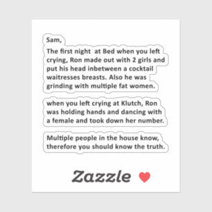 Pegatina Letra anónima a Sammi