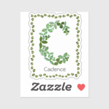 Letra C Hojas botánicas y verdes de encino Monogra