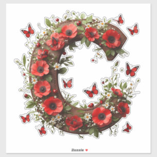 Pegatina 🐞 Letra C para manualidades florales personalizad