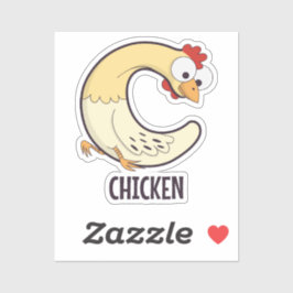 Pegatina Letra de alfabeto animal - C (pollo)