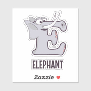 Pegatina Letra de alfabeto animal - E (elefante)