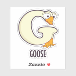 Pegatina Letra de alfabeto animal - G (ganso)