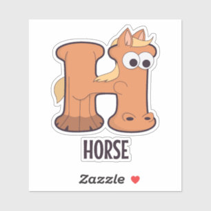 Pegatina Letra de alfabeto animal - H (caballo)