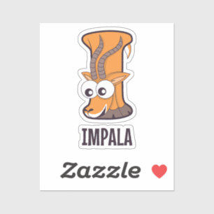 Pegatina Letra de alfabeto animal - I