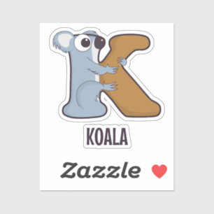 Pegatina Letra de alfabeto animal - K (Koala)