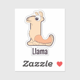 Pegatina Letra de alfabeto animal - L (llama)