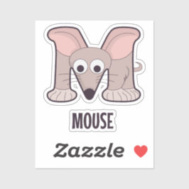 Pegatina Letra de alfabeto animal - M (ratón)