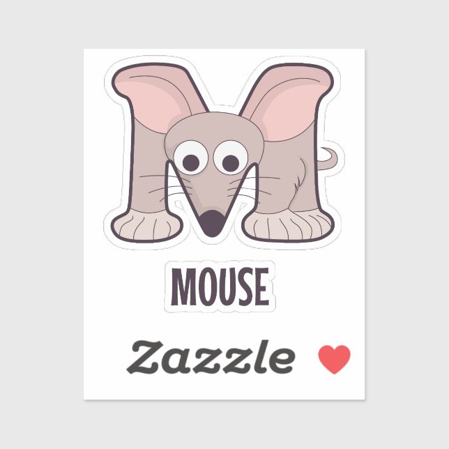 Pegatina Letra de alfabeto animal - M (ratón) (Hoja)