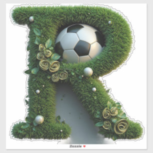 Pegatina Letra de hierba con balones de fútbol