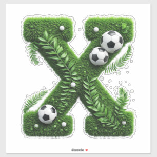 Pegatina Letra de hierba con balones de fútbol