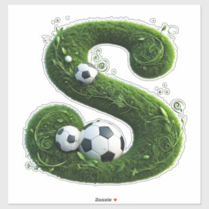 Pegatina Letra de hierba con balones de fútbol