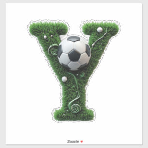 Pegatina Letra de hierba con balones de fútbol