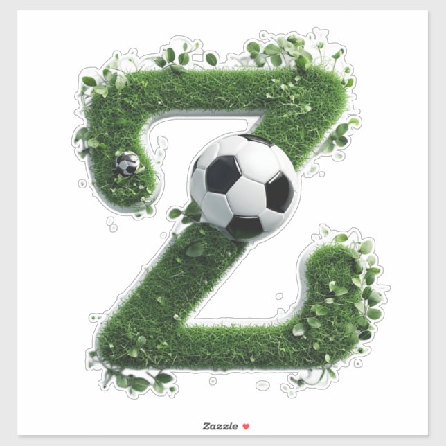 Pegatina Letra de hierba con balones de fútbol (Hoja)