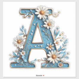 Pegatina Letra Decorativa A con Esmalte Azul